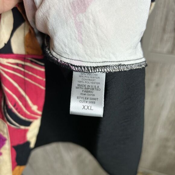 IC by Connie K Tunic 2XL Floral Asymmetric With Pockets Lagenlook Artsy - Picture 6 of 8